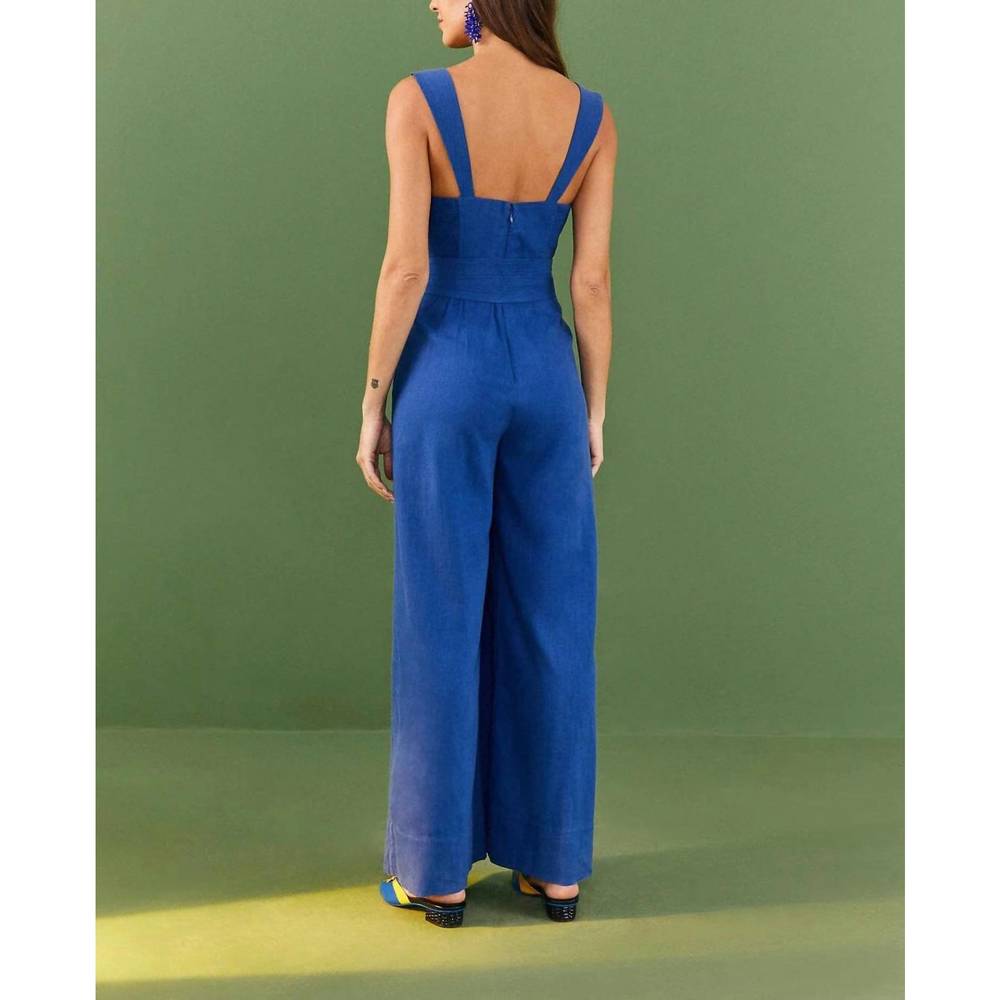 NEW FARM RIO women's belted jumpsuit in dark blue - Picture 3 of 3